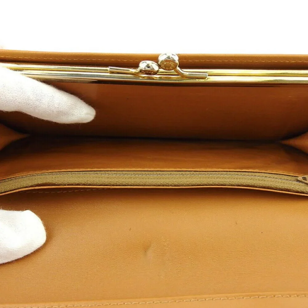 AUTH DIOR long pilgrimage honeycomb beige PVC leather